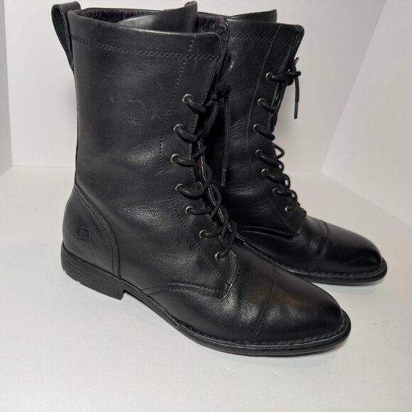 BORN® ‘Neon’ Lace Up Combat Boot F70903 - Black Size 8.5 - Picture 2 of 13